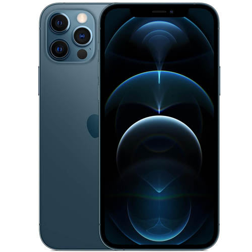 Apple iPhone 12 Pro Max Pacific Blue Front and Back View