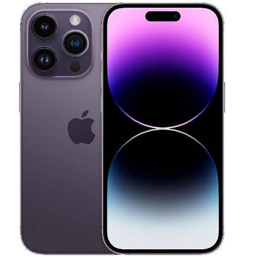 Apple iPhone 14 Pro Deep Purple Front and Back View
