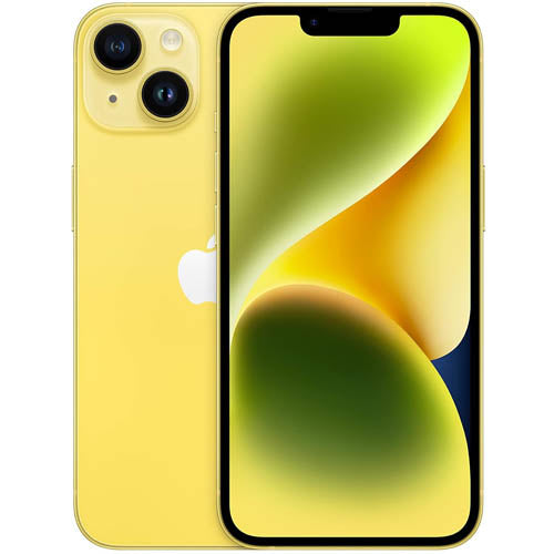 Apple iPhone 14 Yellow Front and Back View