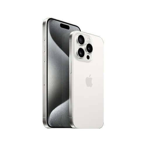 Apple iPhone 15 Pro White Titanium Front and Back View