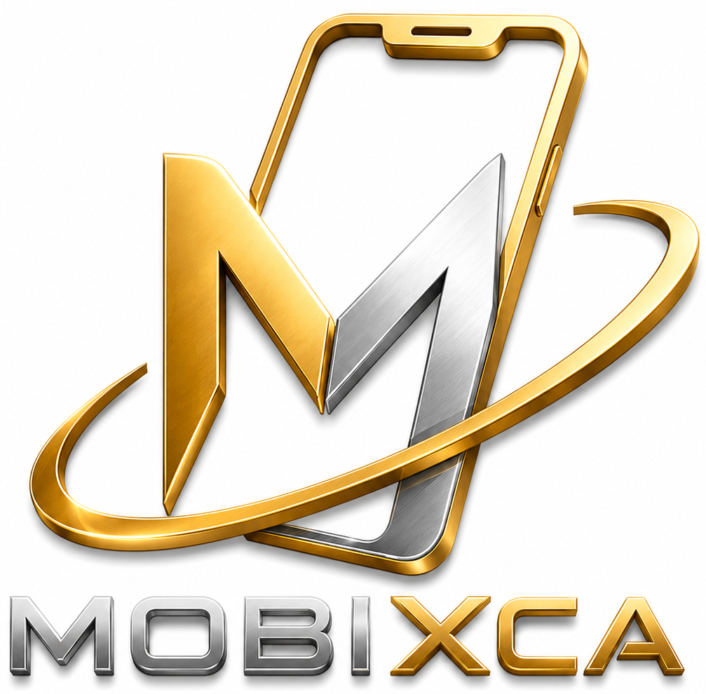 Logo of MOBIXCA with a stylized 'M' design on a white background