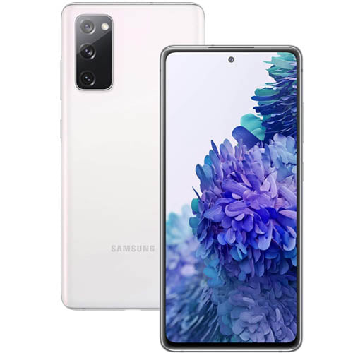 Samsung smartphone showing front and back design with floral display.