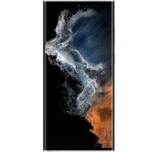 Samsung S22 Ultra smartphone with artistic design on the back