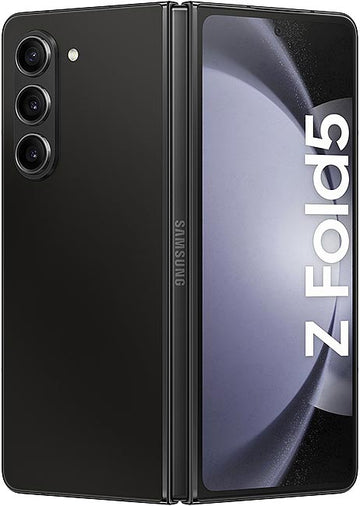 Samsung Z Fold 5 phone black color showing front and back views with 'Z Fold5' branding.