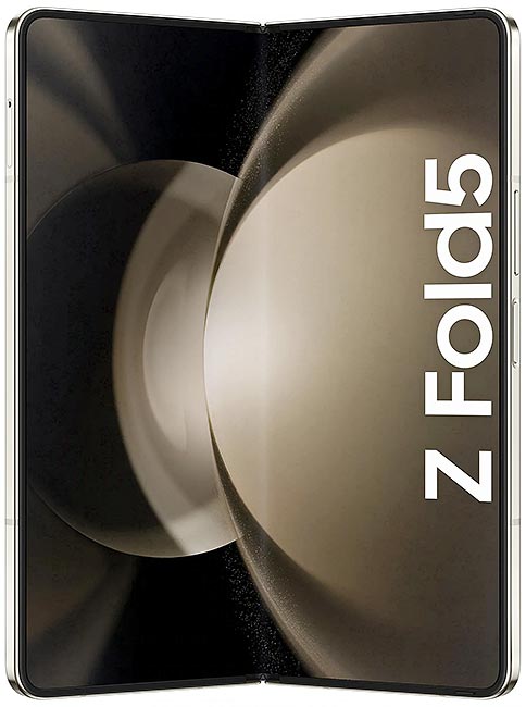 Smartphone with 'Z Fold 5' branding on a black background